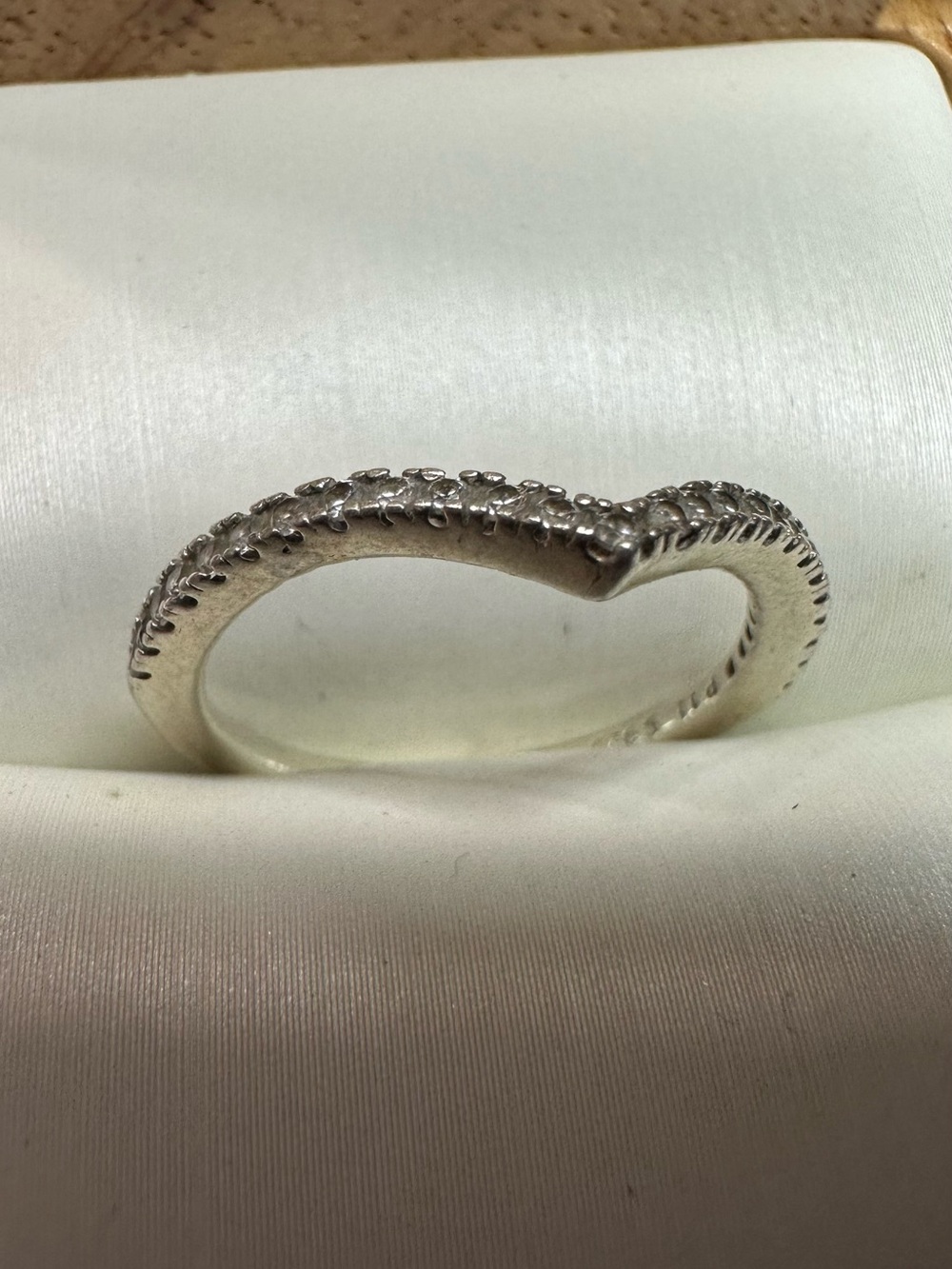 Pandora Silver Heart Pavé Contour Ring - Silver - Picture 2 of 4